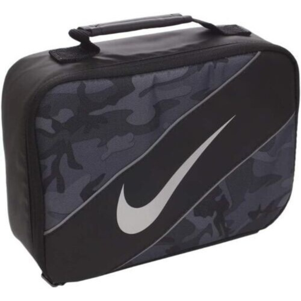 NIKE Youth/Adult Lunch Box BPA-Free Insulated Logo Tote Bag Black & Gray Camo 6L
